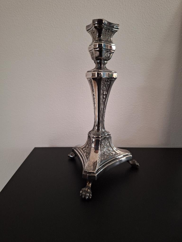 mooie verzilverde kandelaar jaren 60, Ophalen of Verzenden, Zilver
