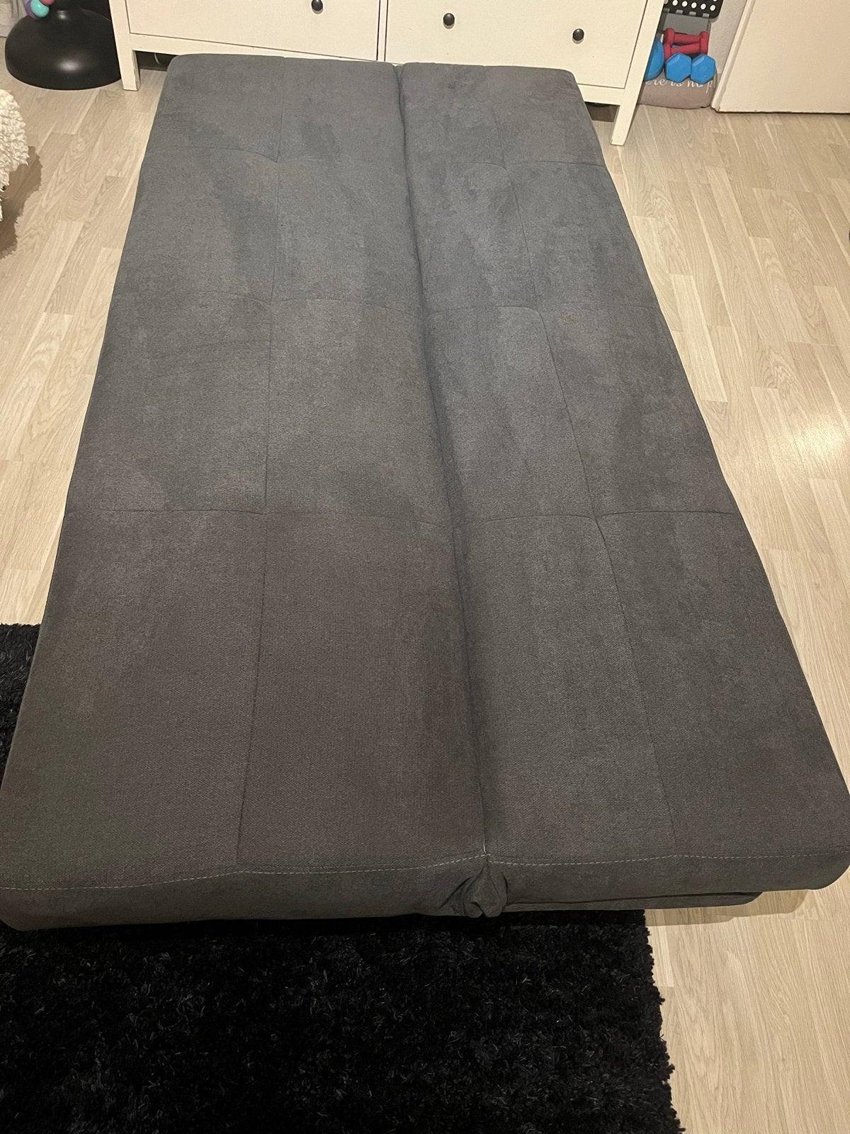 Grijze slaapbank / futonbank, Ophalen, Gebruikt, 90 cm, Eenpersoons