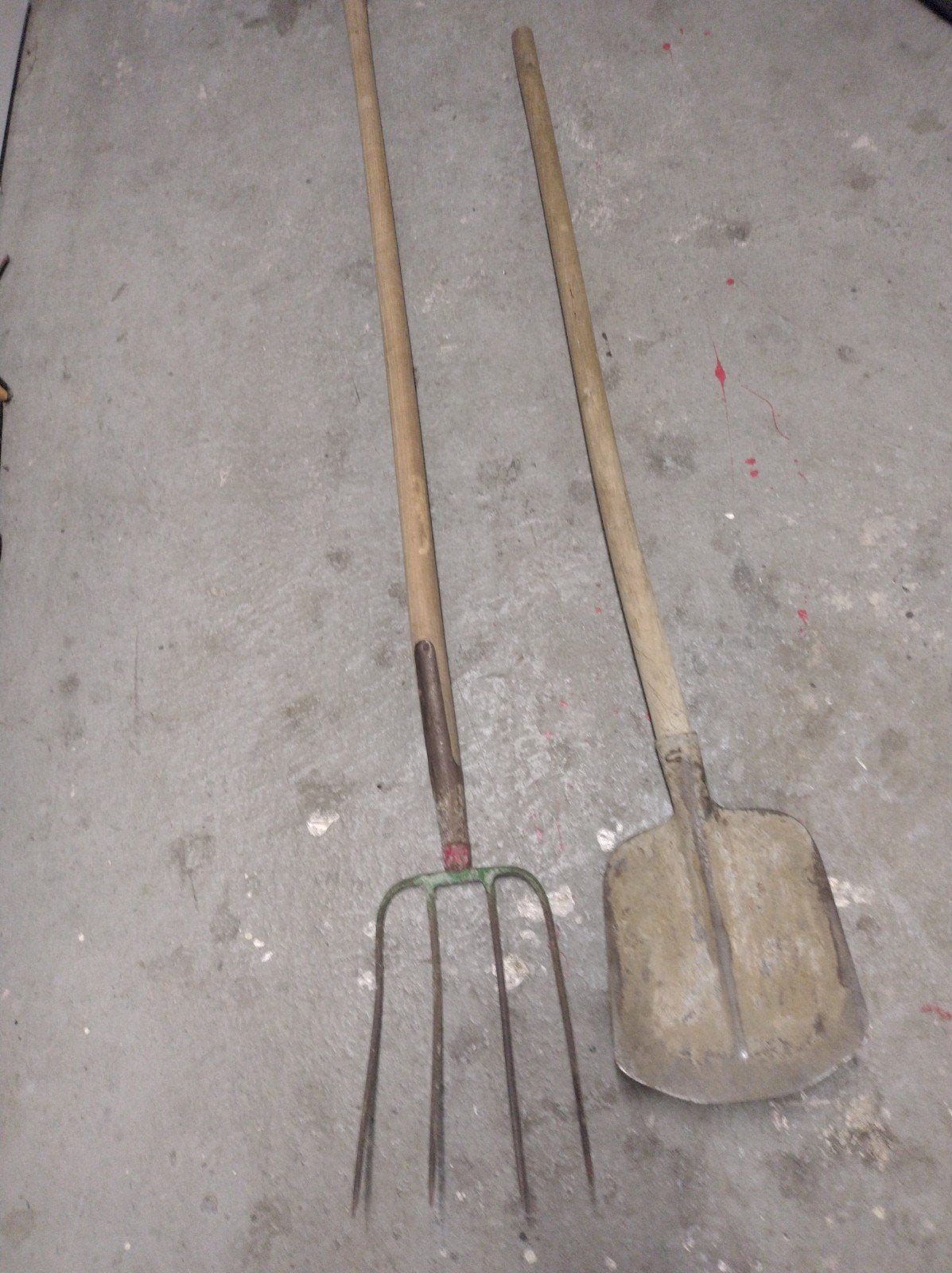 Schop en riek/mestvork, Tuin en Terras, Ophalen, Gebruikt
