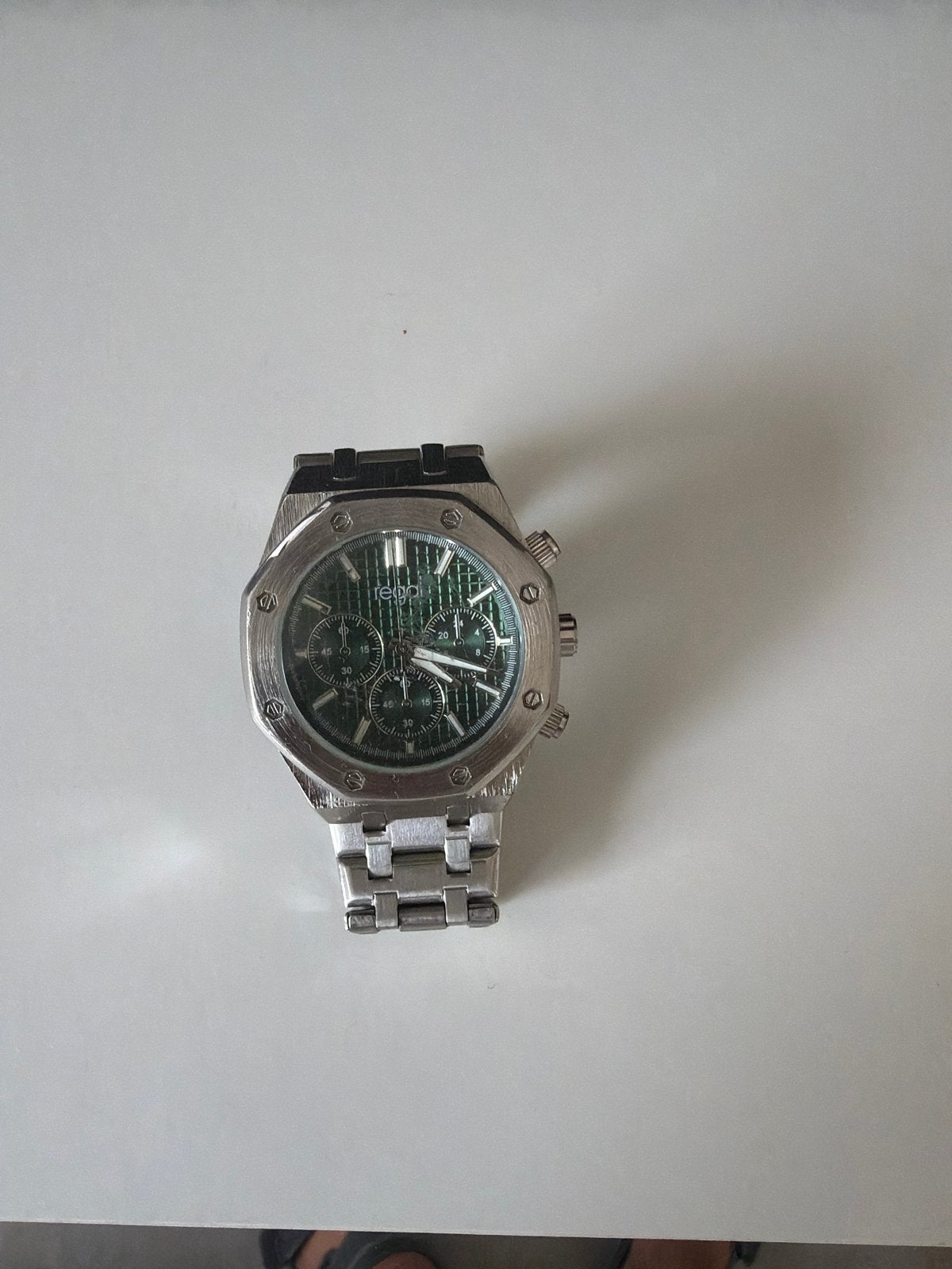 Regal Herenhorloge met Groene Wijzerplaat en Stalen Band, Overige merken, Gebruikt, Staal, Polshorloge