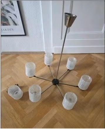 vintage kroonluchter hanglamp + wandlamp 60er jaren, Ophalen, Mid century, E27 (groot), Zo goed als nieuw