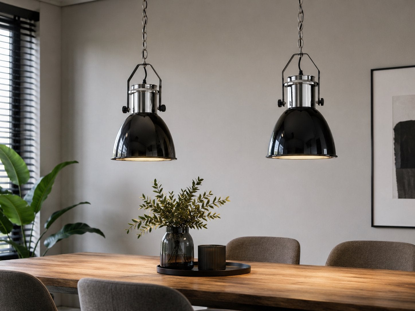 VidaXL Industriële Hanglamp Zwart/Chroom set van 2 - Nieuw, ., Nieuw, Ophalen of Verzenden, .