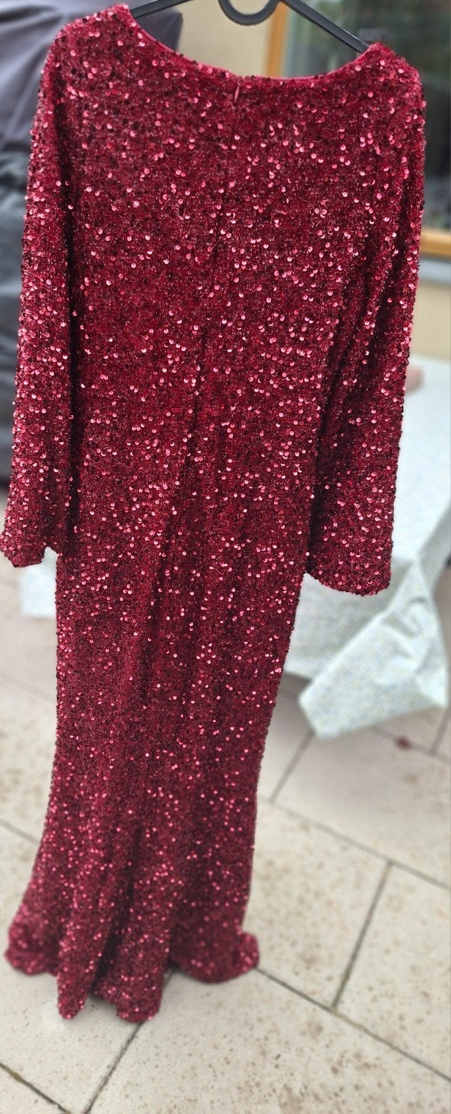 Prachtige Rode Pailletten Jurk Maat L, Kleding | Dames, Ophalen of Verzenden, Zo goed als nieuw, Maat 42/44 (L), Rood