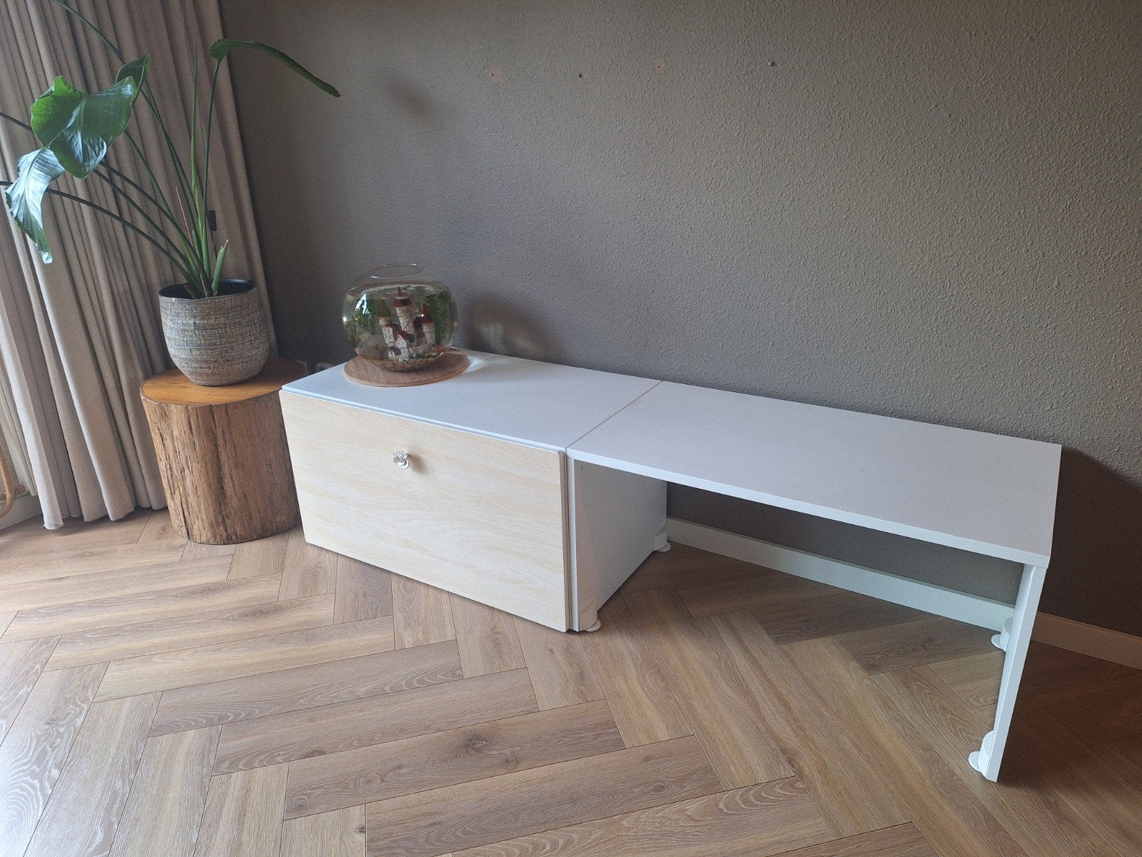 IKEA SMÅSTAD bureau met opberglade - Wit/Berken, Ophalen, Met lades, Gebruikt, IKEA