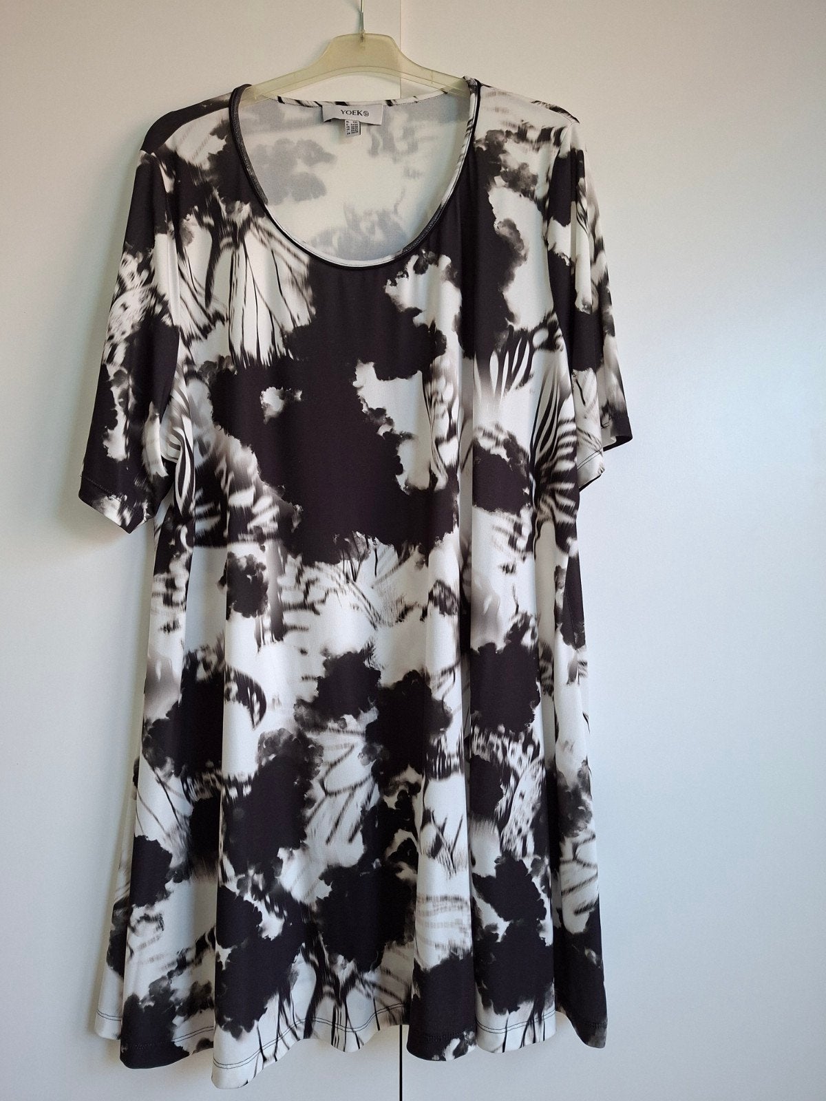 Nieuw, Yoek A-lijn Tuniek Maat 54/56 - Zwart/Wit Print, Kleding | Dames, Grote Maten, Yoek, Nieuw, Ophalen of Verzenden, Blouse of Tuniek