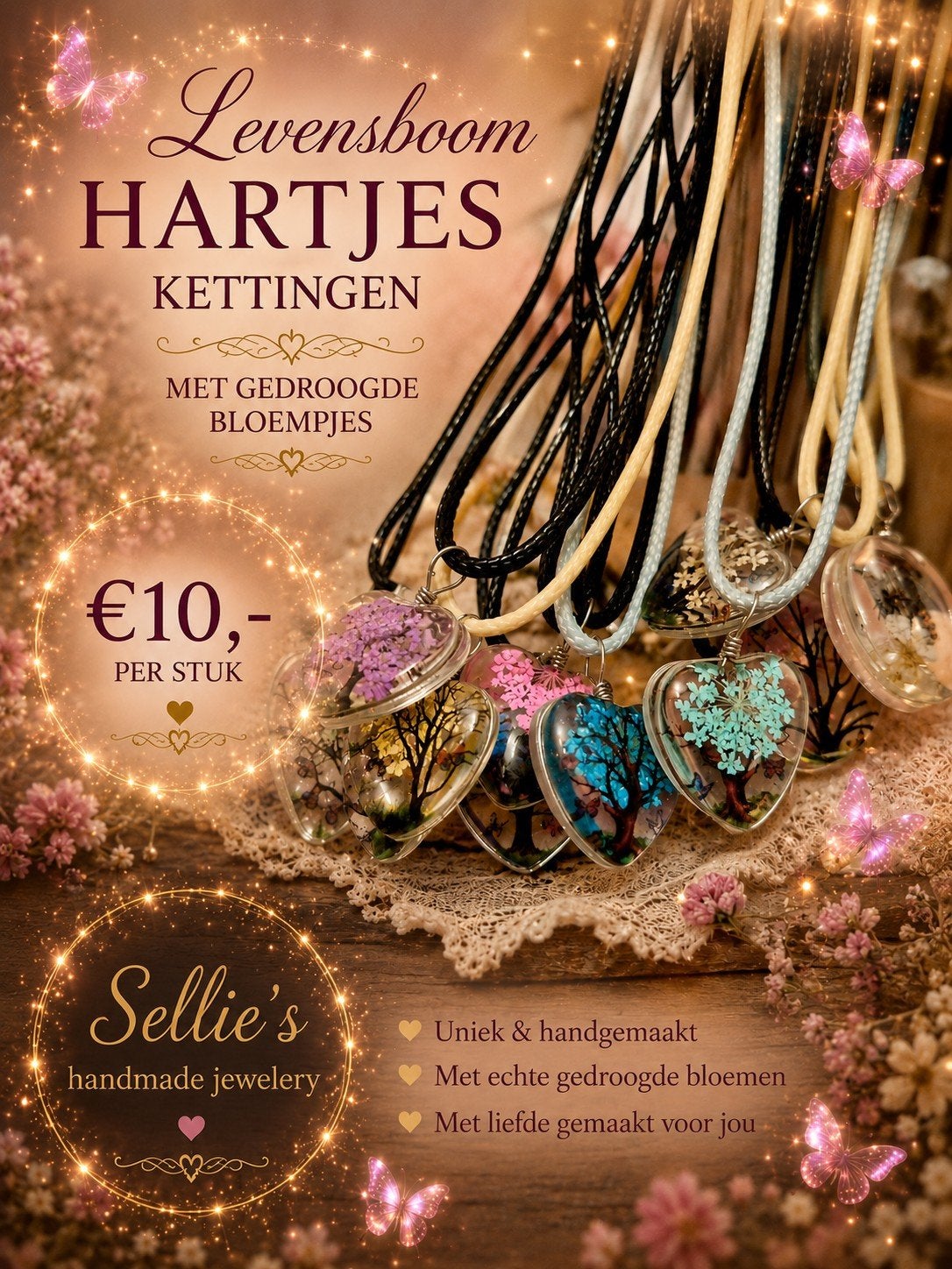 🦋 Sellie's handmade jewelery 🦋, Sieraden, Tassen en Uiterlijk, Kettingen, Met hanger, Kunststof, Overige kleuren, Nieuw
