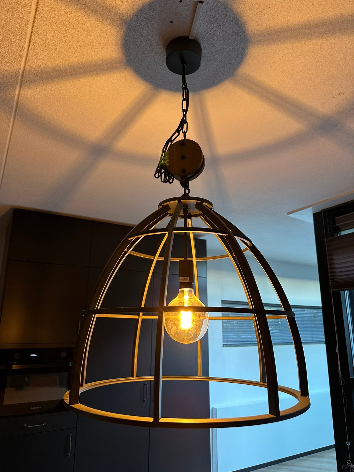 Hanglamp Aperto (Hornbach) 47cm, Ophalen, Zo goed als nieuw, Hout, E27 (groot)
