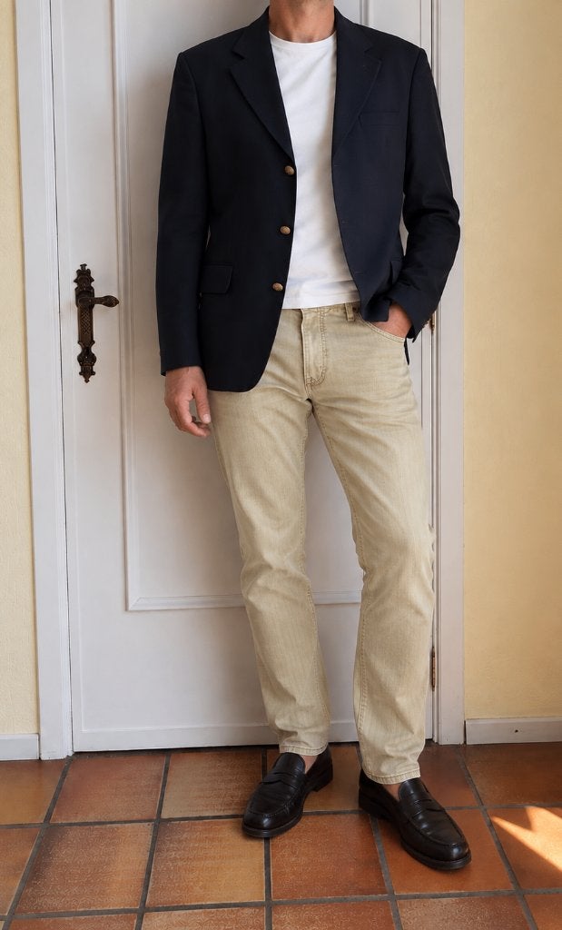 Marlboro Classics herenbroek W32 L34 katoen stretch, Maat 48/50 (M), Beige, Zo goed als nieuw, Marlboro
