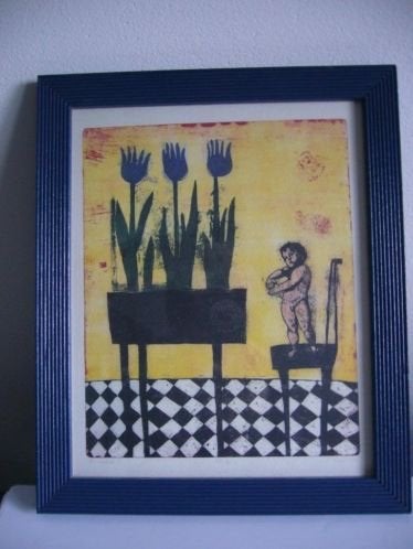 schilderij  print modern Eliza Kopec 2 stuks, Ophalen of Verzenden, Overige materialen, Ingelijst, Bloemen