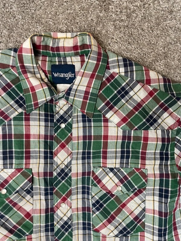 Wrangler Overhemd Heren L Multicolor western vintage y2k, Ophalen of Verzenden, Zo goed als nieuw, Groen, Wrangler