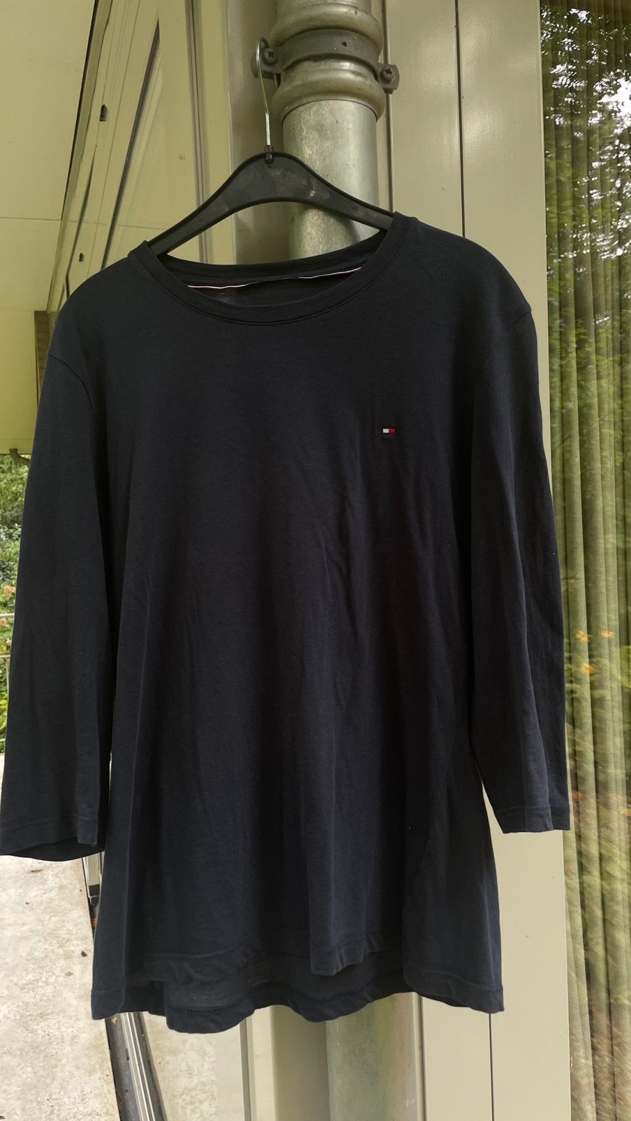 Tommy basic donker blauw t-shirt, Verzenden, Zo goed als nieuw, Blauw, Korte mouw