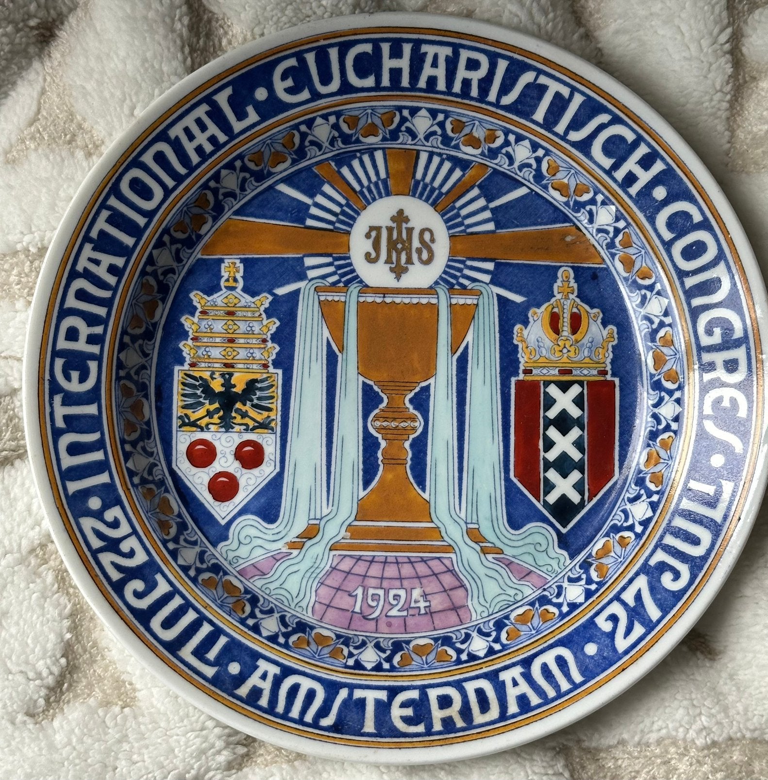 Gedenkbord ‘Internationaal Eucharistisch Congres 1924’, Ophalen of Verzenden