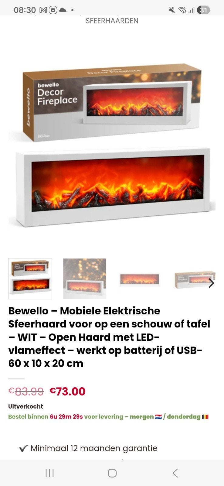 Gezellig sfeerhaardje, Ophalen of Verzenden, Vrijstaande haard, Elektrische haard