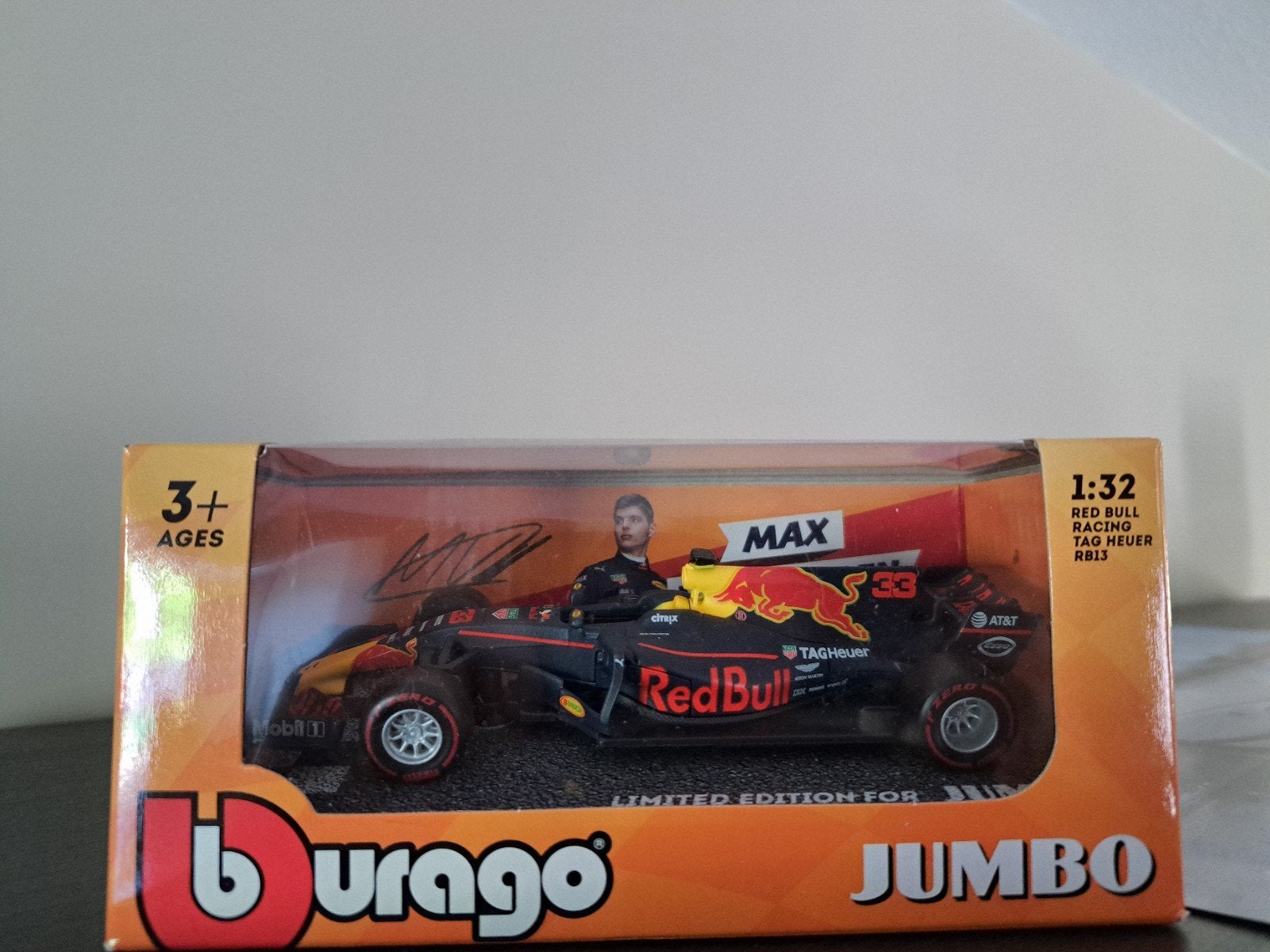Burago Max Verstappen Red Bull Racing RB13 1:32 Jumbo, Ophalen of Verzenden, Zo goed als nieuw, Overige typen