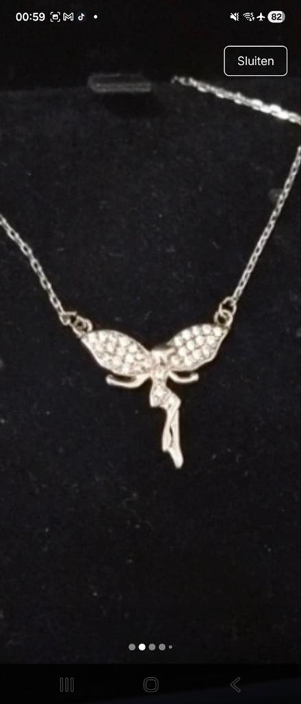Swarovski engel/fee ketting, Verzenden, Zilver