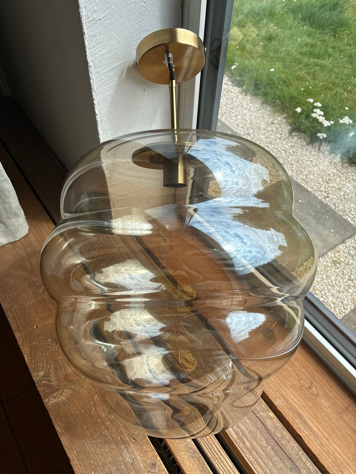 Light&Living Hanglamp MISTY glas amber+goud, Ophalen, Zo goed als nieuw, Glas, E27 (groot)