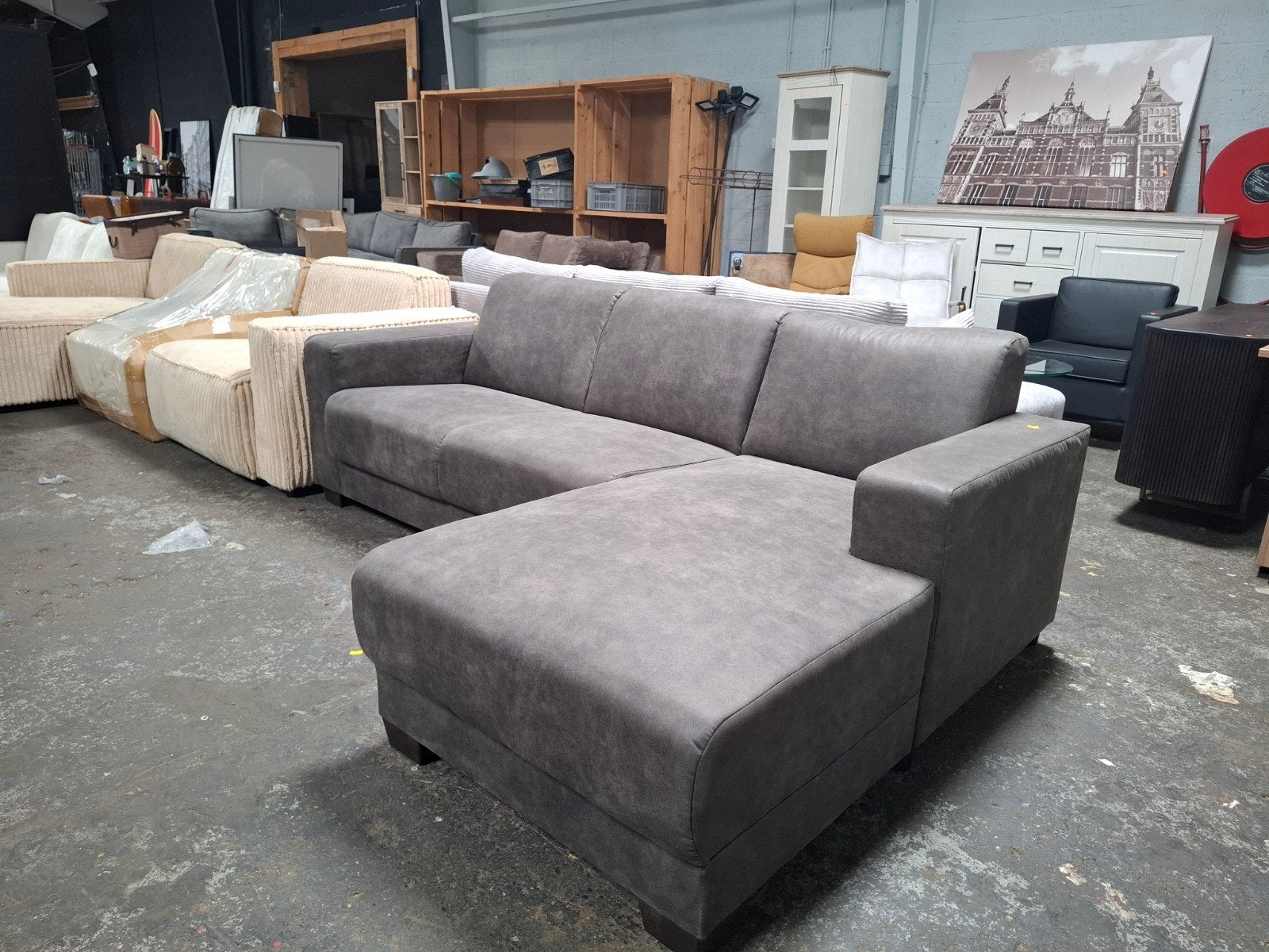 Donkergrijze bank B240 X L160, Huis en Inrichting, Roxxz design, Hoekbank, Ophalen of Verzenden, Minder dan 150 cm