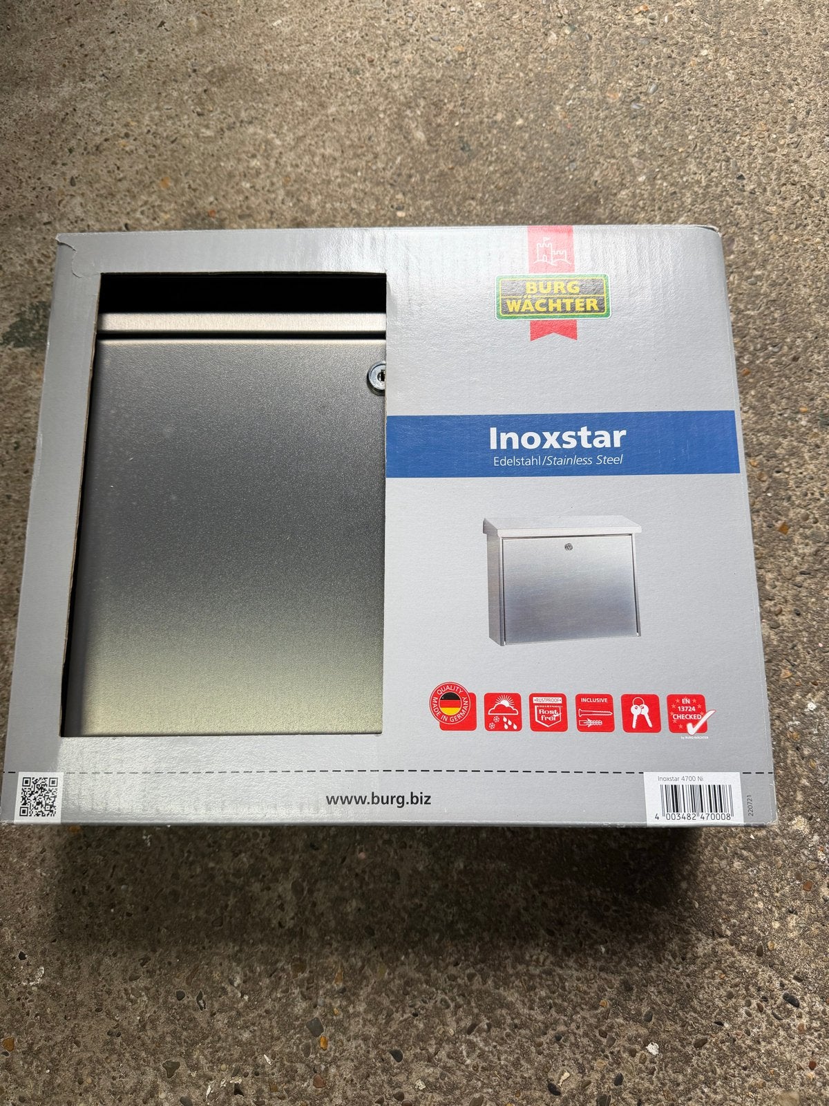 Burg Wächter Inoxstar RVS Brievenbus - Nieuw in doos, Tuin en Terras, Brievenbussen, Ophalen, Nieuw, Rvs, Wandbrievenbus