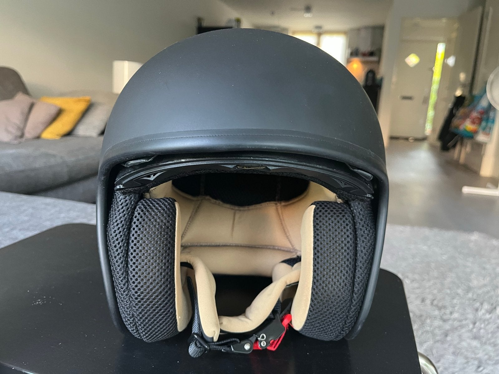 Vintage Premier helm zgan - Maat S, mat zwart/crème, Overige merken, Jethelm, Ophalen of Verzenden, S