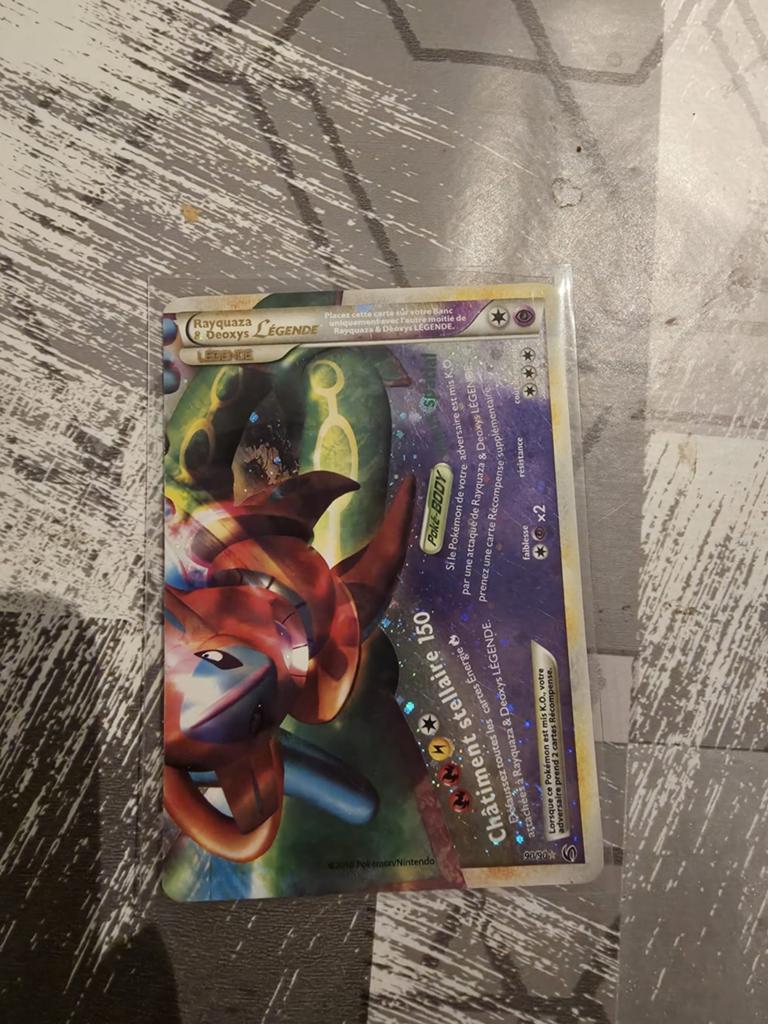Rayquaza & deoxys legends, Ophalen of Verzenden, Zo goed als nieuw, Losse kaart, Foil
