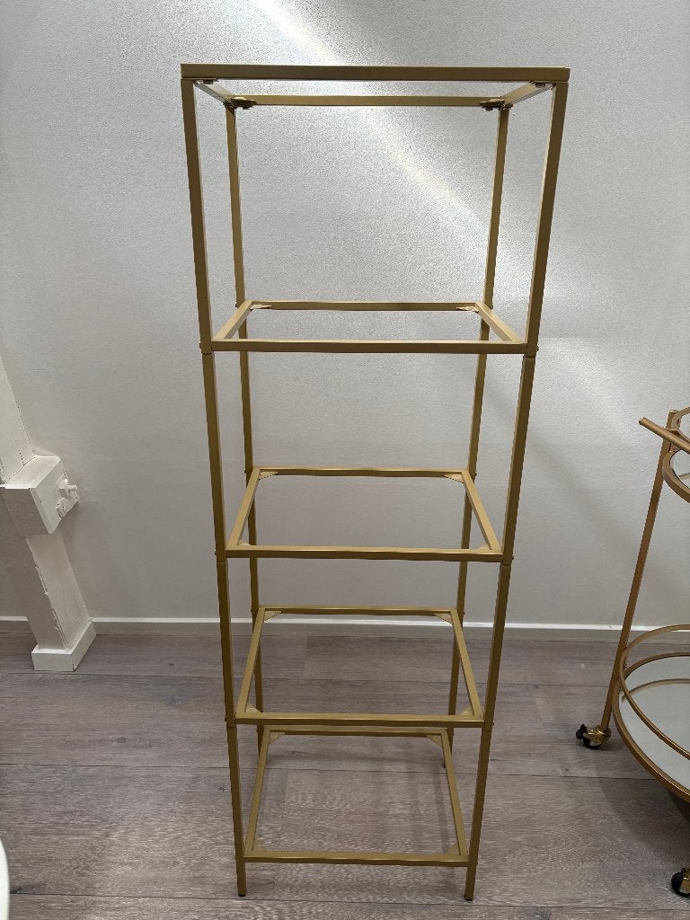 Wandkast goud met glas, Ophalen, Minder dan 55 cm, Metaal of Aluminium, Design