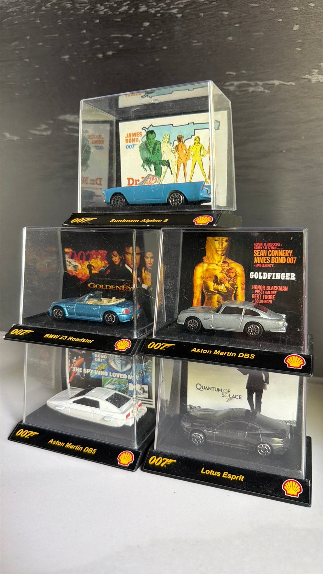 Complete set 5x James Bond 007 model auto’s (2008 Shell), Ophalen of Verzenden