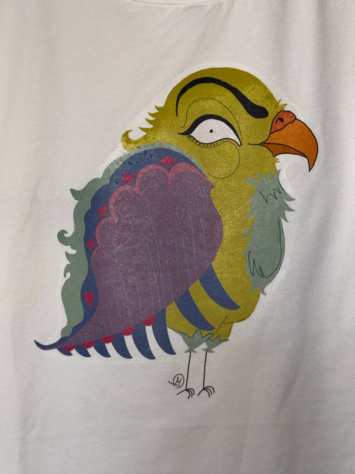 Uniek T-shirt met kleurrijke vogel illustratie - Maat 38, Maat 38/40 (M), Wit, Nieuw, Ophalen of Verzenden