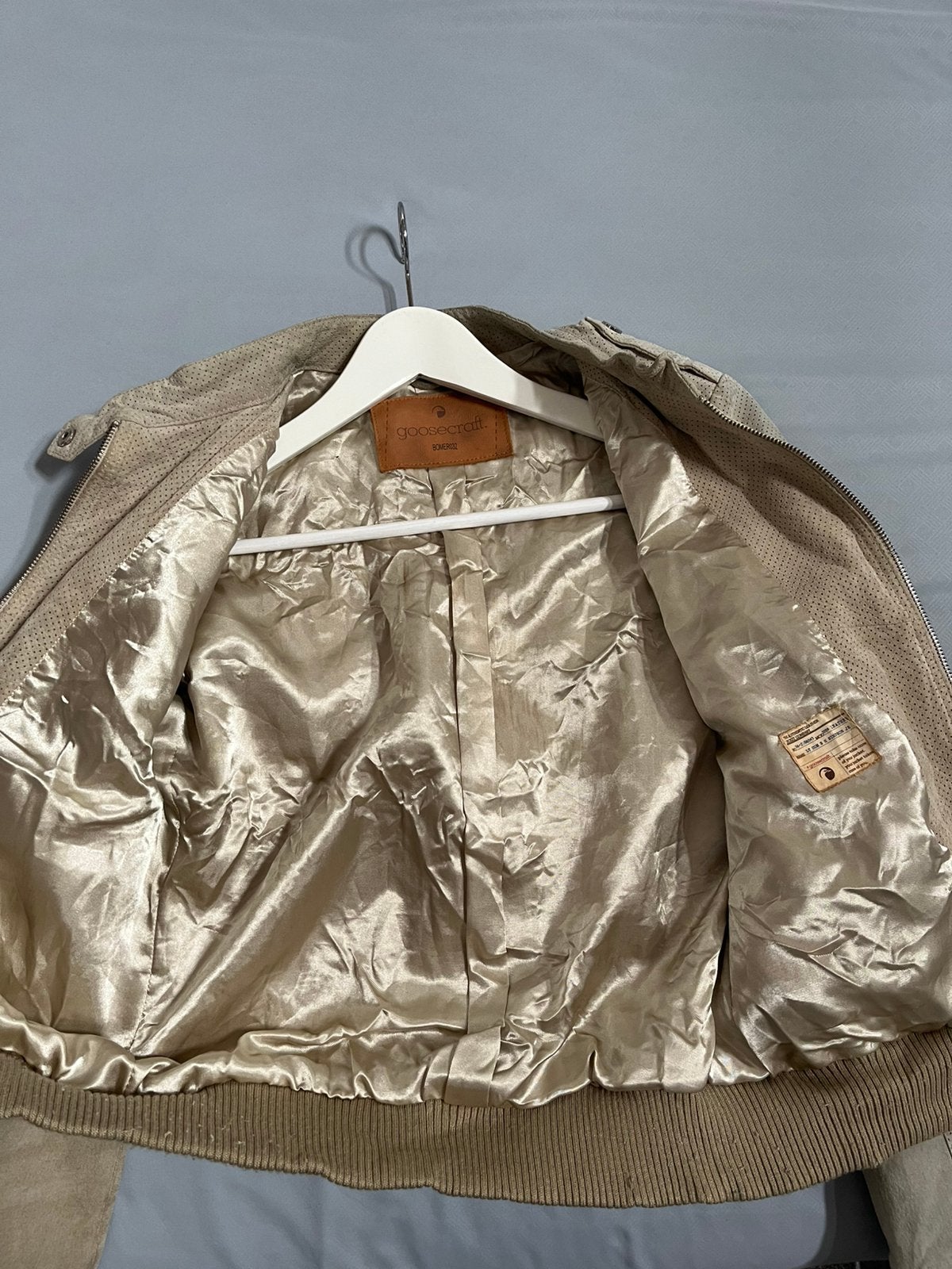 Goosecaft leren beige jasje maat M, Ophalen of Verzenden, Zo goed als nieuw, Beige
