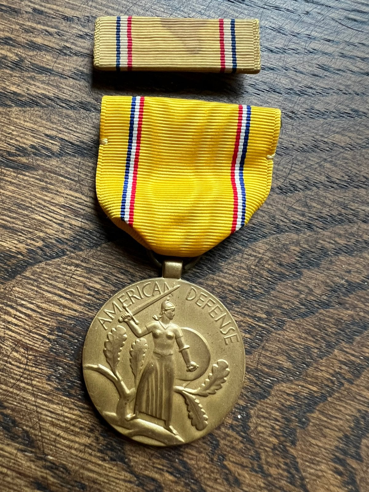 WO2 Amerikaans Defense Medal lokaal gemaakte baton medaille, Amerika, Verzenden, Lintje, Medaille of Wings