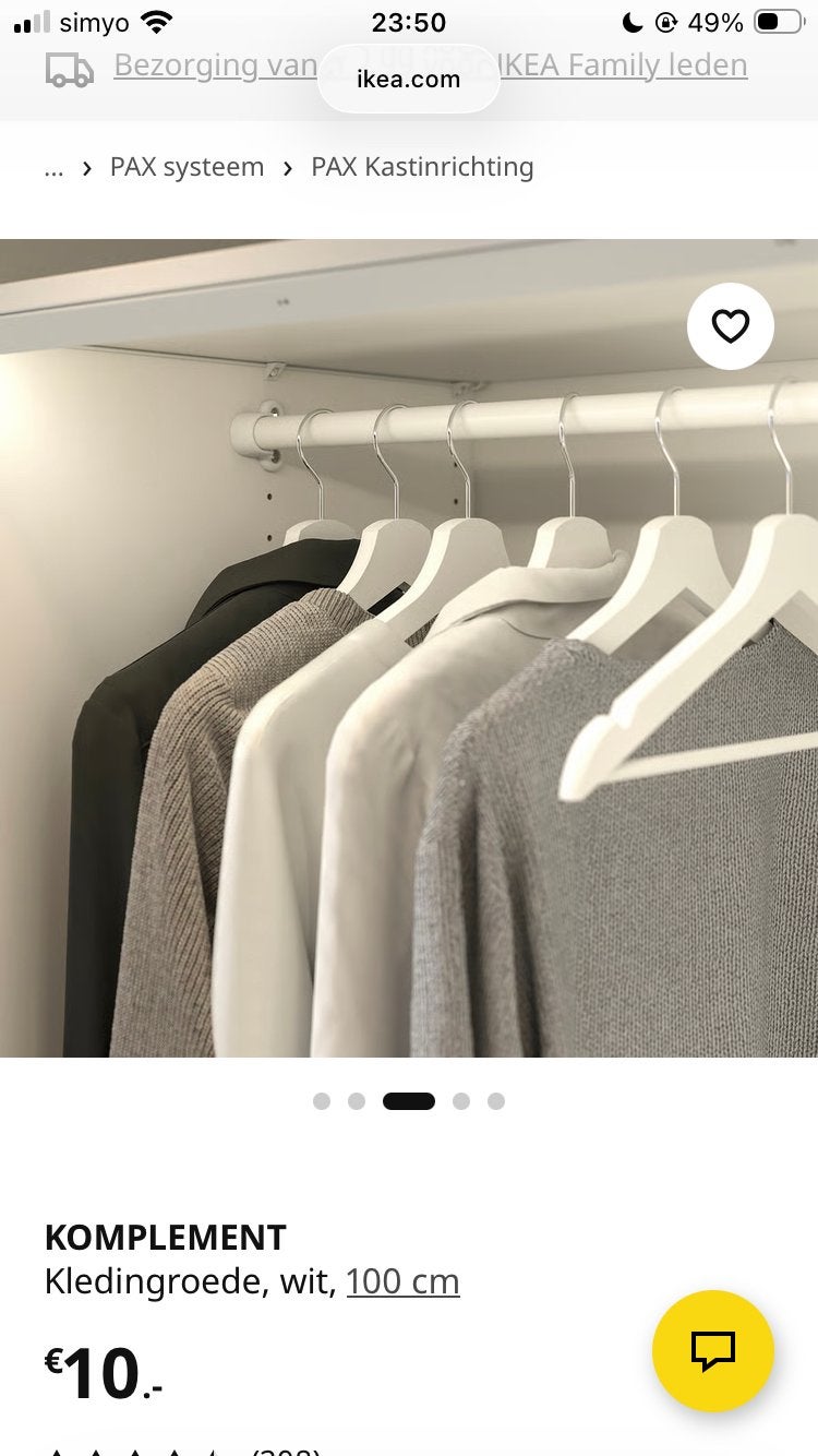 4x IKEA Komplement Kledingroede 100 cm, Ophalen, Gebruikt, 100 tot 150 cm, Minder dan 100 cm