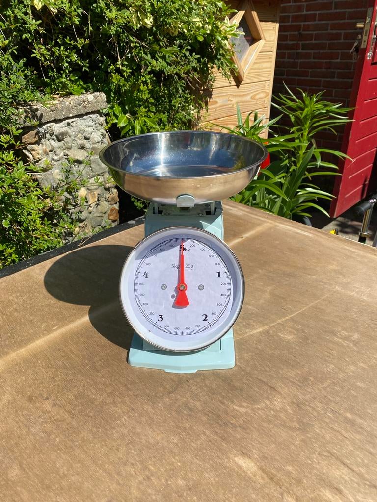 Vintage look keuken weegschaal 5 kilo, Ophalen, Minder dan 10 kg, Keukenweegschaal, 1 tot 500 gram
