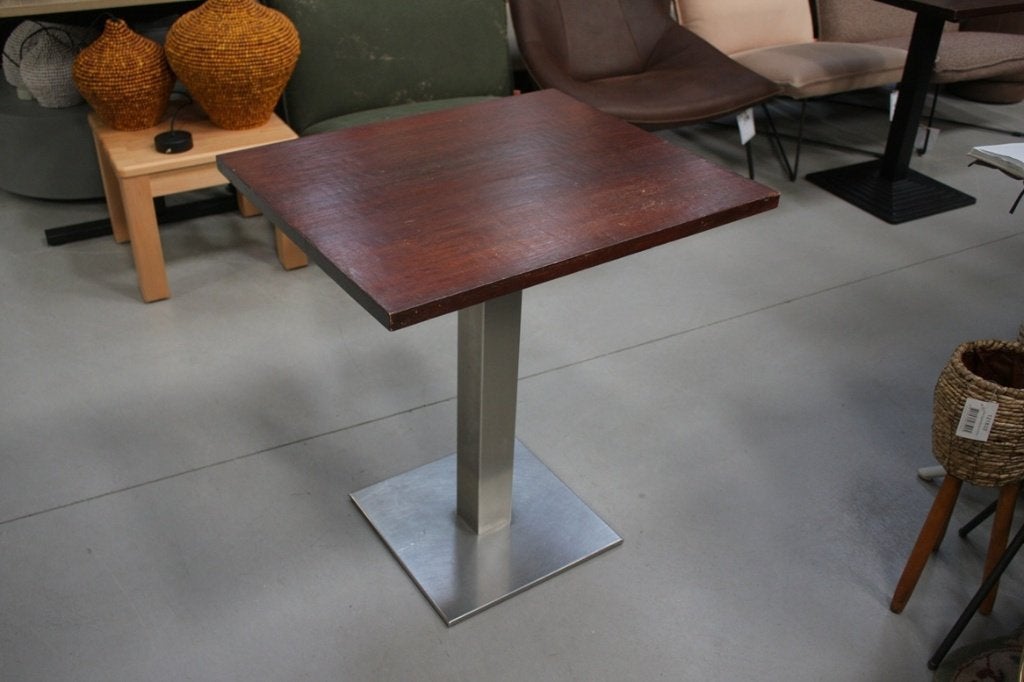 Partij tafels eettafel metaal hout horeca restaurant cafe, Gebruikt, 50 tot 100 cm, 50 tot 100 cm, Rechthoekig