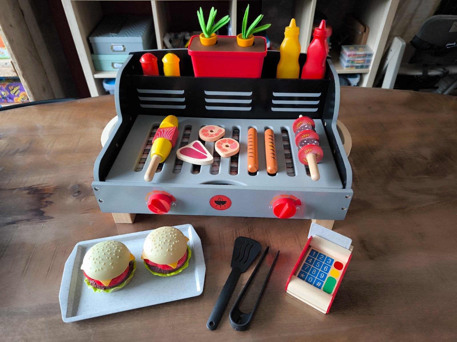 BBQ set houten speelgoed, Ophalen, Zo goed als nieuw