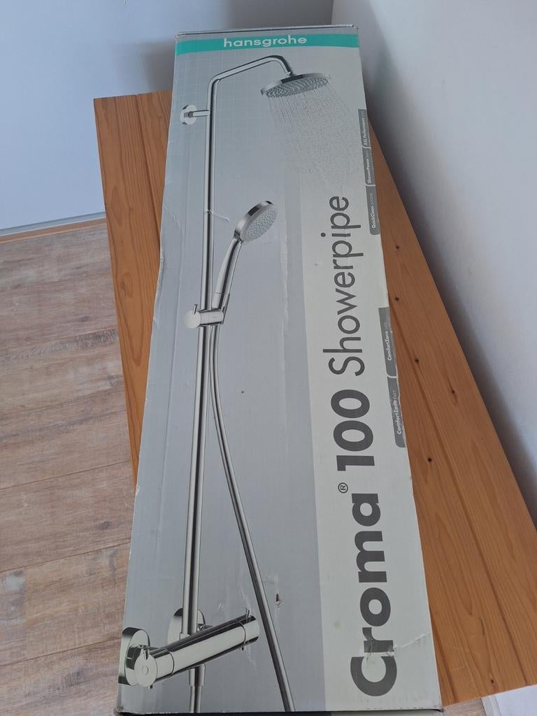 Hansgrohe Croma 100 Showerpipe Douchesysteem, Ophalen, Nieuw, Met douche