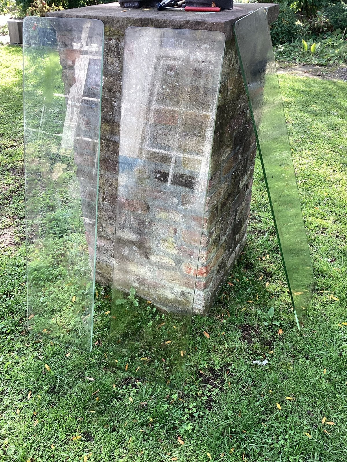 6 zware glasplaten (97x25 cm) voor kas of project, Ophalen, Gebruikt, Minder dan 80 cm, 80 tot 120 cm