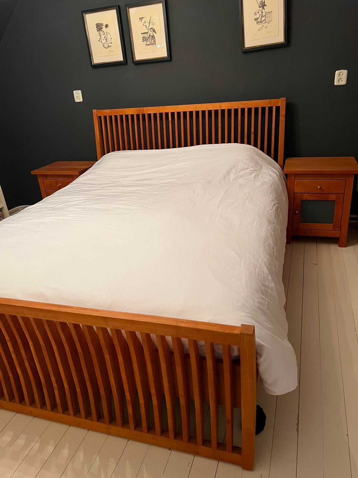 Slaapkamer set: ledikant, nachtkastjes, kledingkast, Ophalen, Gebruikt, Tweepersoons