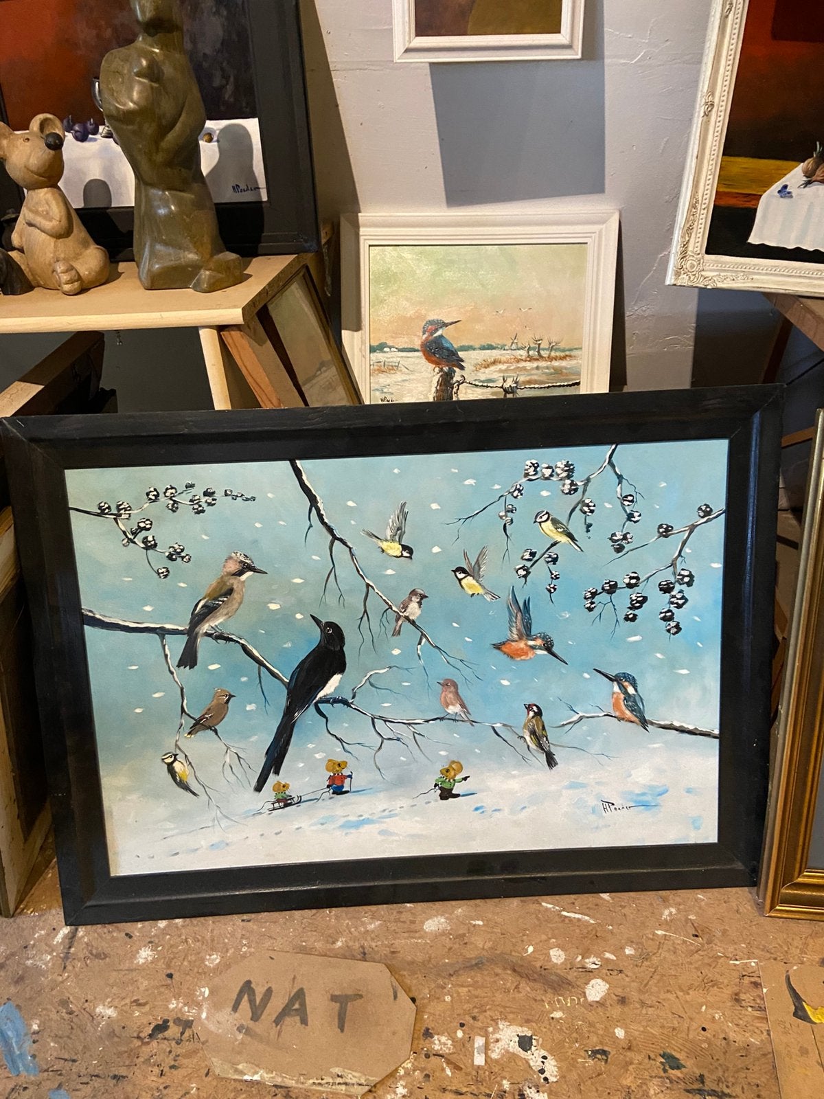 Schilderijen te koop, Ophalen of Verzenden, Olieverf, Dieren