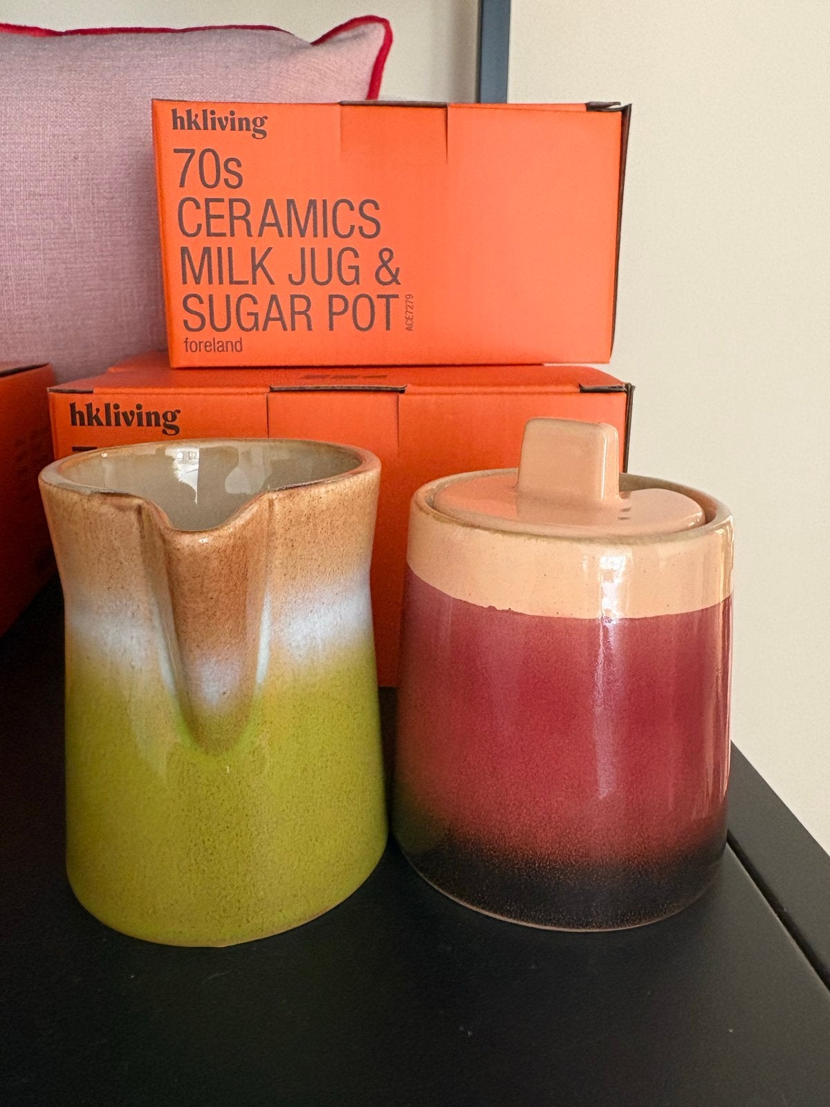 HKliving 70s ceramic melkkan en suikerpot foreland, Huis en Inrichting, Overige merken, Keramiek, Overige typen, Vintage