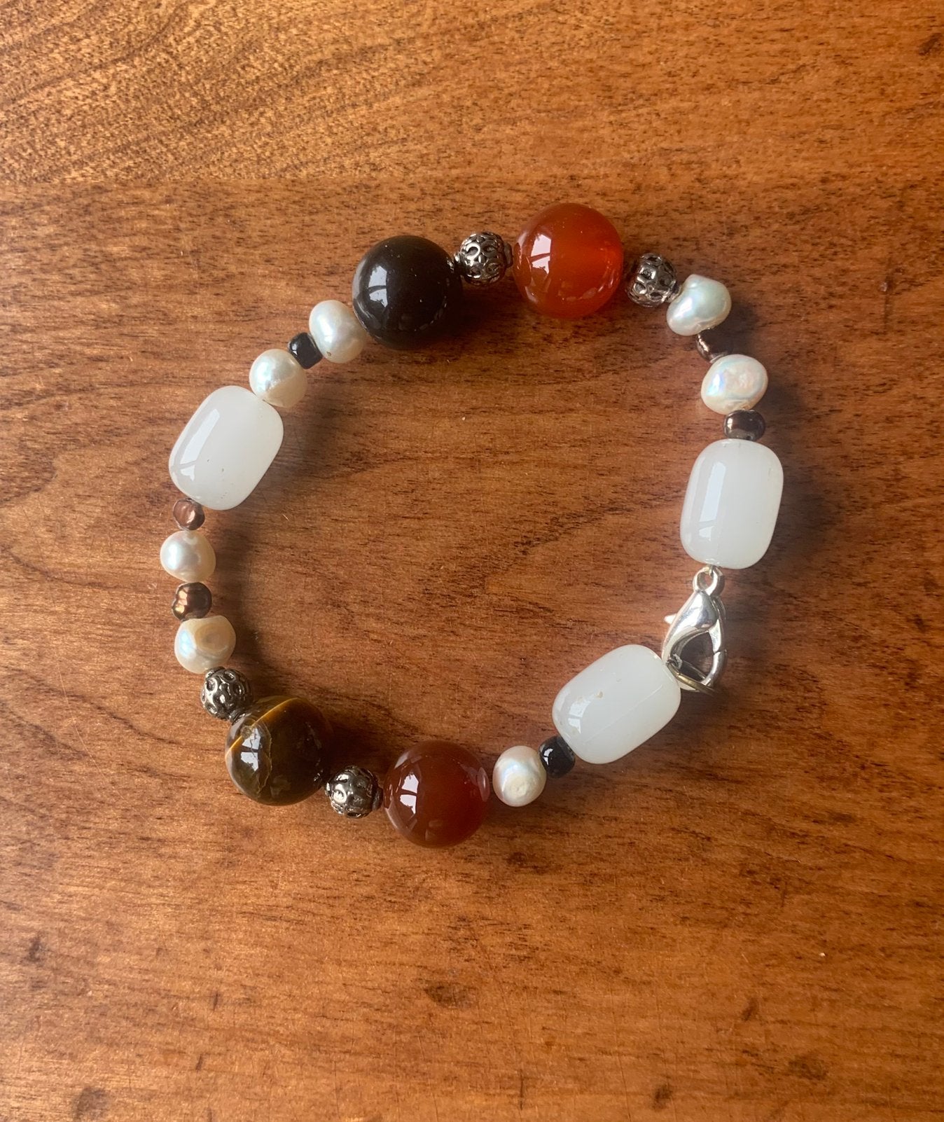 Armband edelsteen/zoetwaterparel, Ophalen of Verzenden, Nieuw, Overige materialen, Met edelsteen