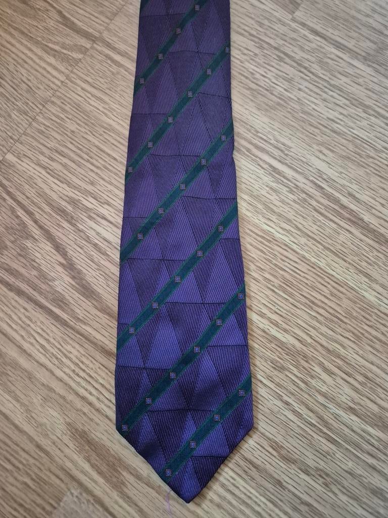 Paars/groene zijde Van Gils stropdas ***zgan***, Kleding | Heren, Stropdassen, Paars, Zo goed als nieuw, Met patroon, Van Gils