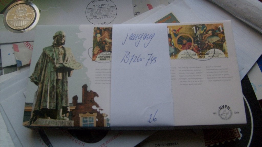 Jaargang 2016 fdc Nederland compleet E726a tm 743 beperkte, Postzegels en Munten, Ophalen, Onbeschreven, Nederland