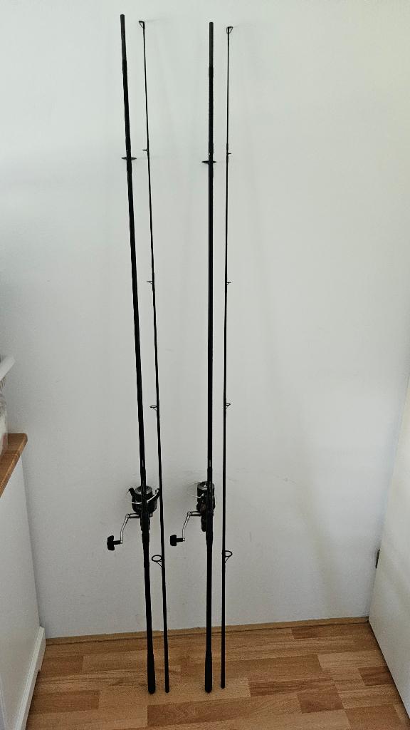 2 Shimano hyperloop karperhengels en cormoran baitrunners, Watersport en Boten, Ophalen, Gebruikt, Werphengel