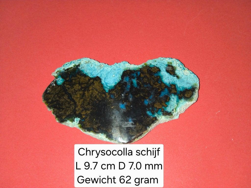 Chrysocolla schijf, Ophalen of Verzenden, Mineraal
