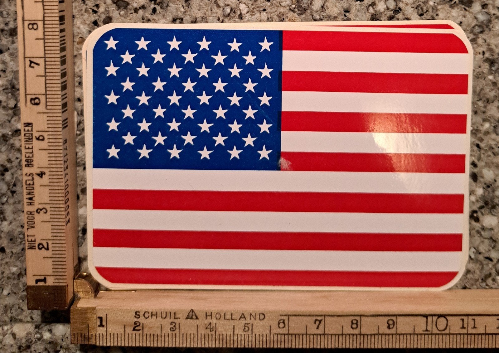 Vintage sticker Amerikaanse vlag ronde hoeken, Ophalen of Verzenden, Zo goed als nieuw, Overige typen