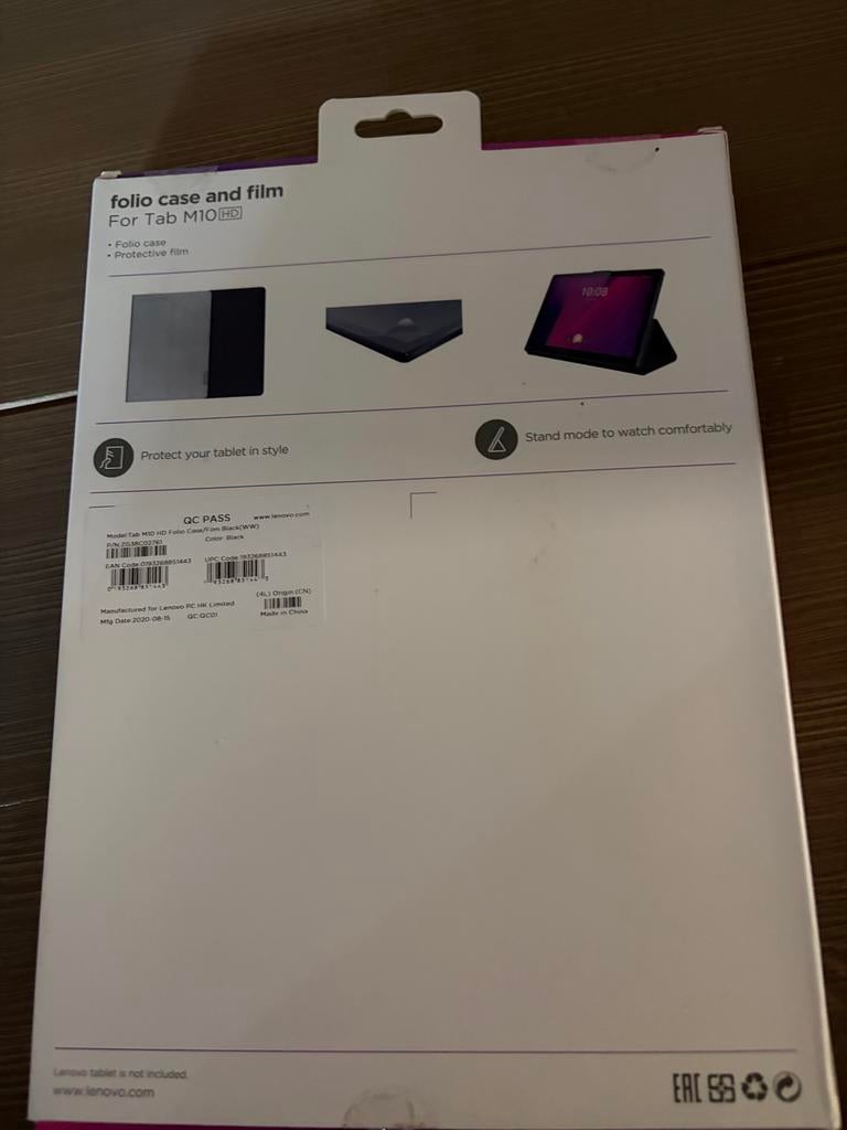 Lenovo Tablet Hoes M10 Zwart met Film - Nieuw, Ophalen of Verzenden, Nieuw, 10 inch, Bescherming voor- en achterkant