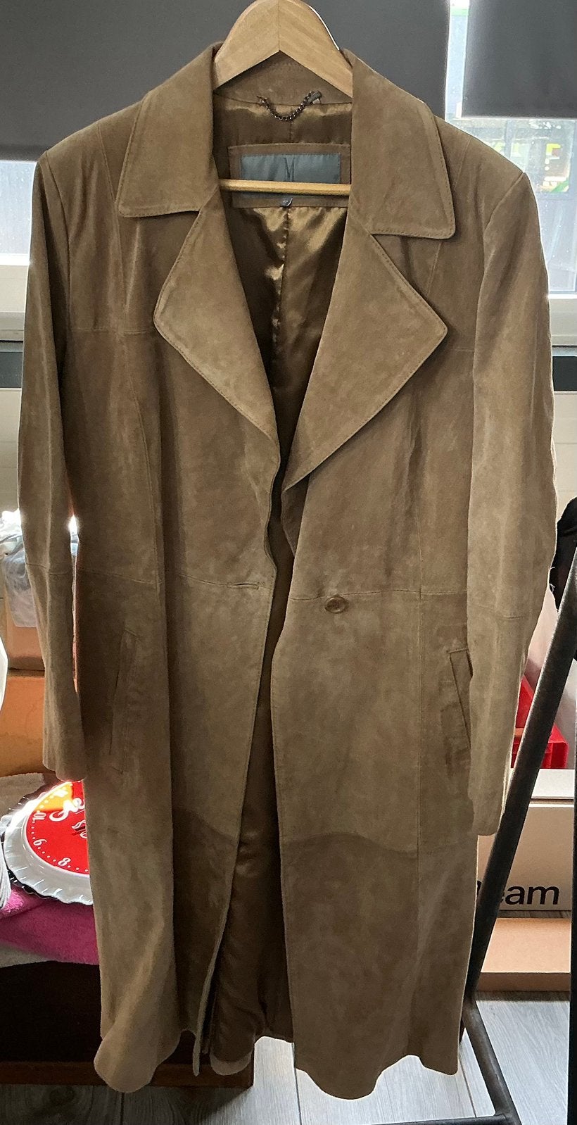 Lange suede dames jas Mart Visser maat 42, Kleding | Dames, Ophalen of Verzenden, Gedragen, Maat 42/44 (L), Bruin