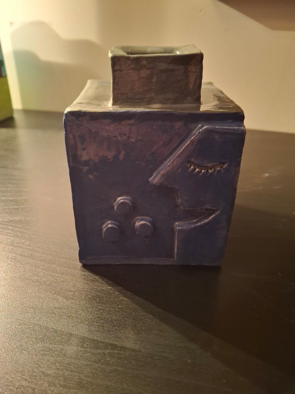 Vintage brutalist blokvaas / schoorsteenvaas - Duif’s Sierku, Antiek en Kunst, Antiek | Keramiek en Aardewerk, Ophalen of Verzenden