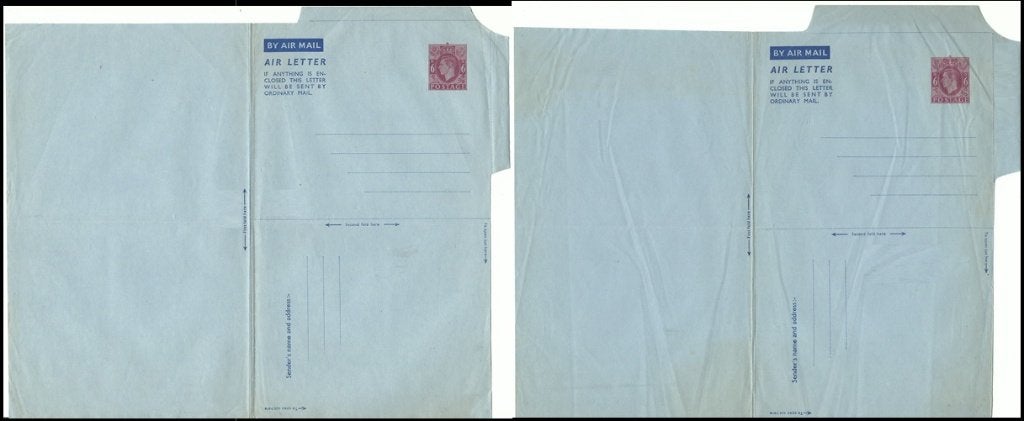 ENGELAND 1950-51 G.VI. 6d. Airletters, Greiner: 9 + 10, Post, Verzenden, Postfris