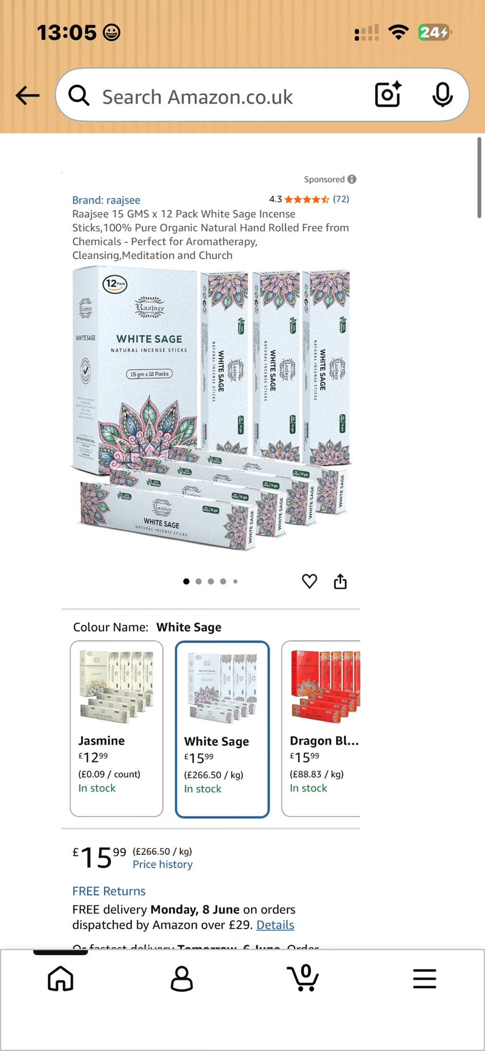 Raajsee Witte Salie Wierookstokjes - 12x15g Pakket, Ophalen of Verzenden, Nieuw
