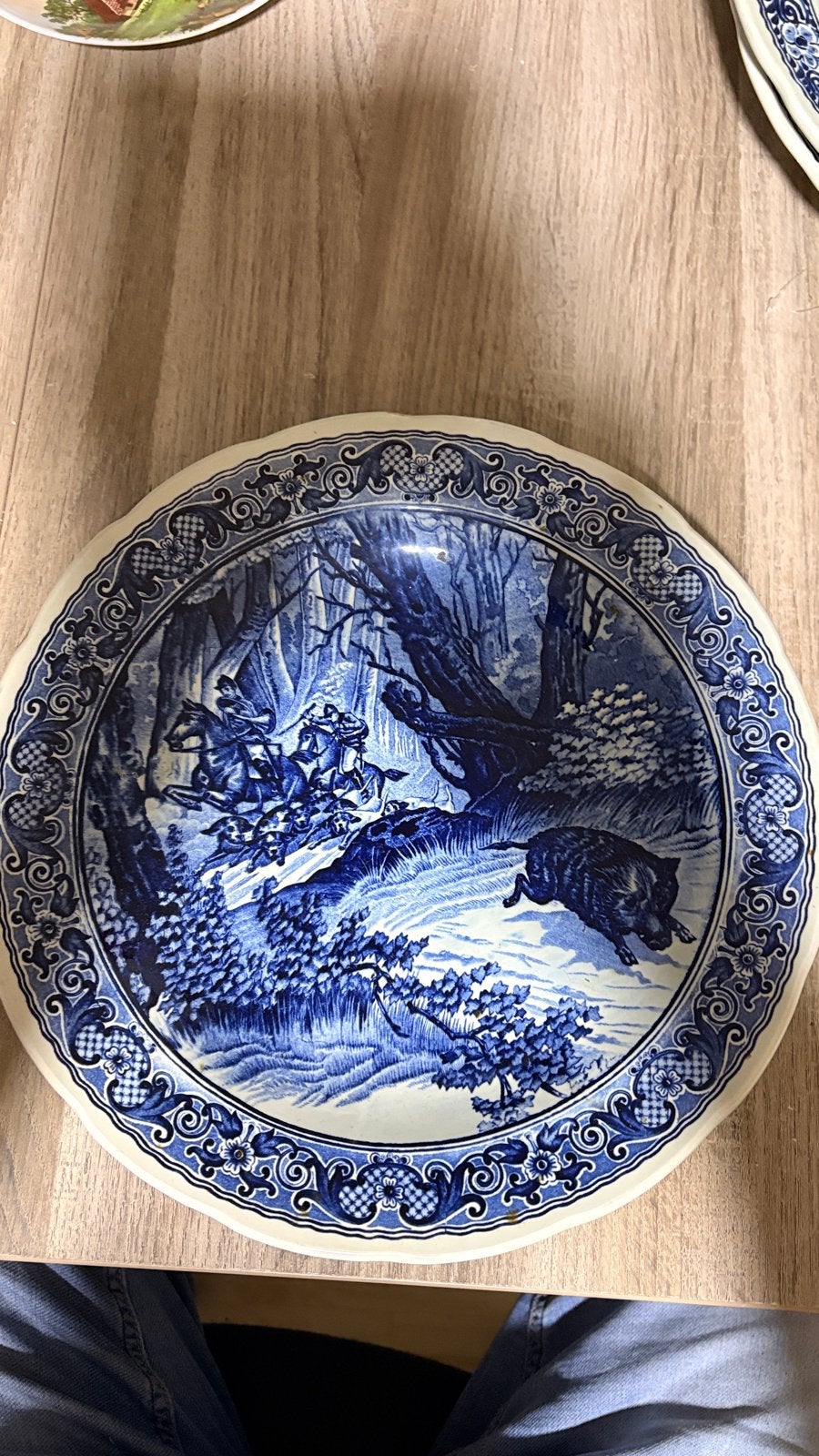 Vintage Royal Boch Delfts Blauw Wandbord - Jachtscène, Ophalen of Verzenden